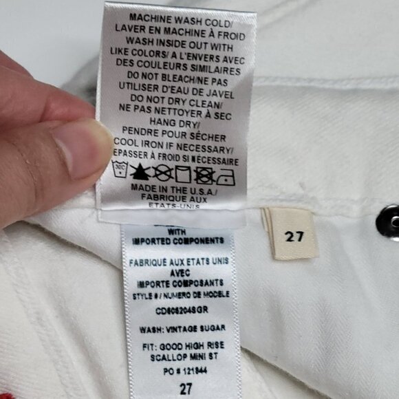 Alice + Olivia Neutral White Mini Jean Skirt Scalloped Hem Girlhood Core XS - Picture 9 of 10